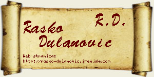 Raško Dulanović vizit kartica